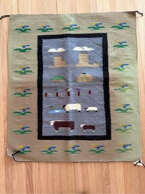 1970s Navajo handwoven pictorial rug.